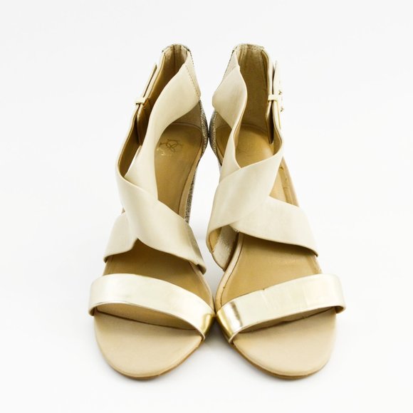 Ann Taylor Leather Strappy Snake Skin Heeled Sandals #123-1499 - Picture 2 of 5